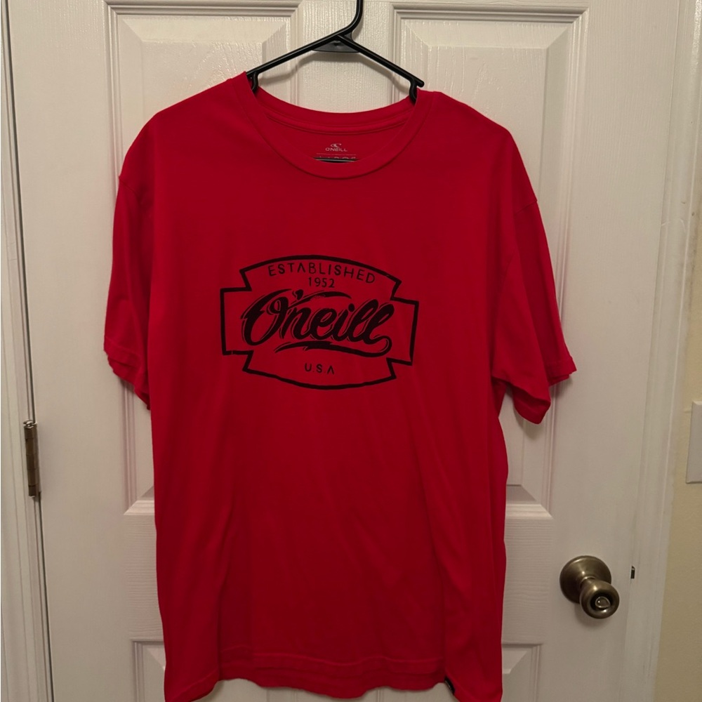 O'Neill Red Short Sleeve Tee with Black Graphic Design